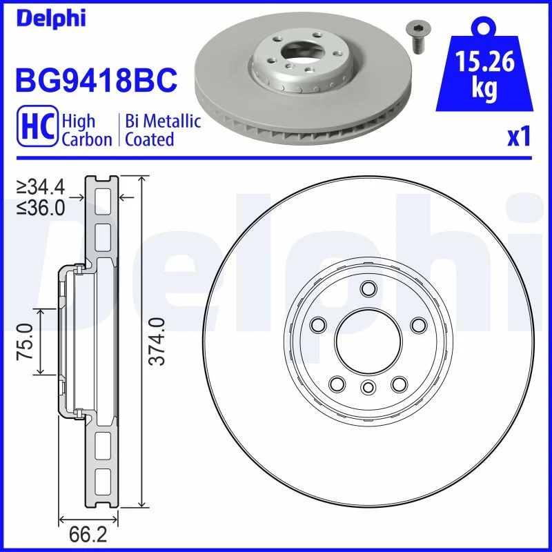 2x BRAKE DISC BG9418BC FOR BMW 5/Gran/Turismo/F07 N57D30C 3.0L 6cyl N63B44 4.4L - Image 2 of 4