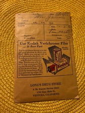 Vintage Kodak Verichrome Film Processing Envelope Ventura California Used