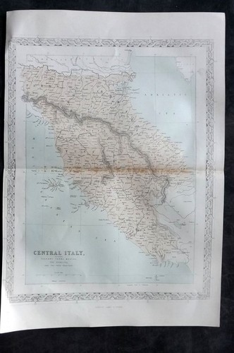 Costello & Hughes 1861 Antique Map. Central Italy. Tuscany, Parma, Modena