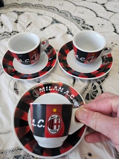 3 tazzine e piattini caffè espresso AC Milan