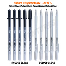 Sakura Gelly Roll Glaze 3D Gel Pen Gloss Black Clear Lot of 10