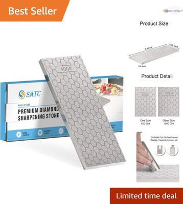 Diamond Sharpening Stone 8-inch Dual Grit 400/1000 for Knives & Tools