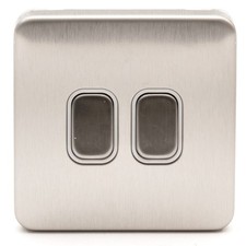 Image of Schneider Lisse Screwless Deco 10A 2 Gang 2 Way Switch Stainless Ste GGBL1022WSS