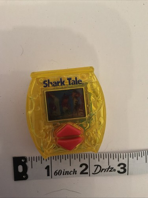 #ad Shark Tale Yellow Handheld Electronic Game General Mills Toy 2004 Works Test $5.00