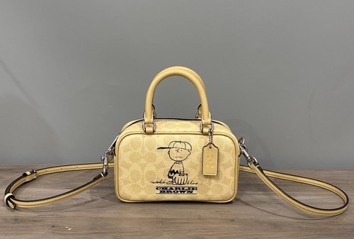 Coach X Peanuts CBJ63 Satchel Crossbody Bag In Signature Canvas Charlie Brown - Picture 6 of 17