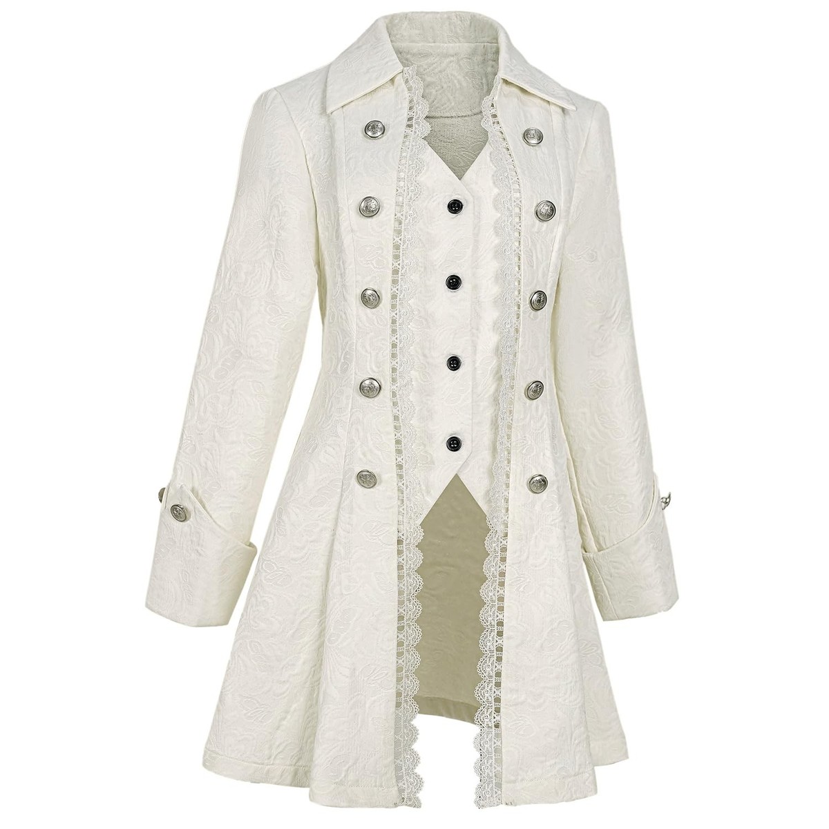 ジャケット・アウター melt the lady gothic jacket White Women's Steampunk Pirate Jacket Medieval Gothic Tailcoat Victorian