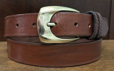 Brown Sonoma Leather Belt Sz M/L 31-32 1-1/4  Wide Stitched GUC