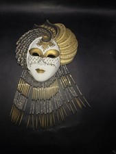 Venetian Style Porcelain Mask Carnival Black Gold Sparkle Wall Hanging