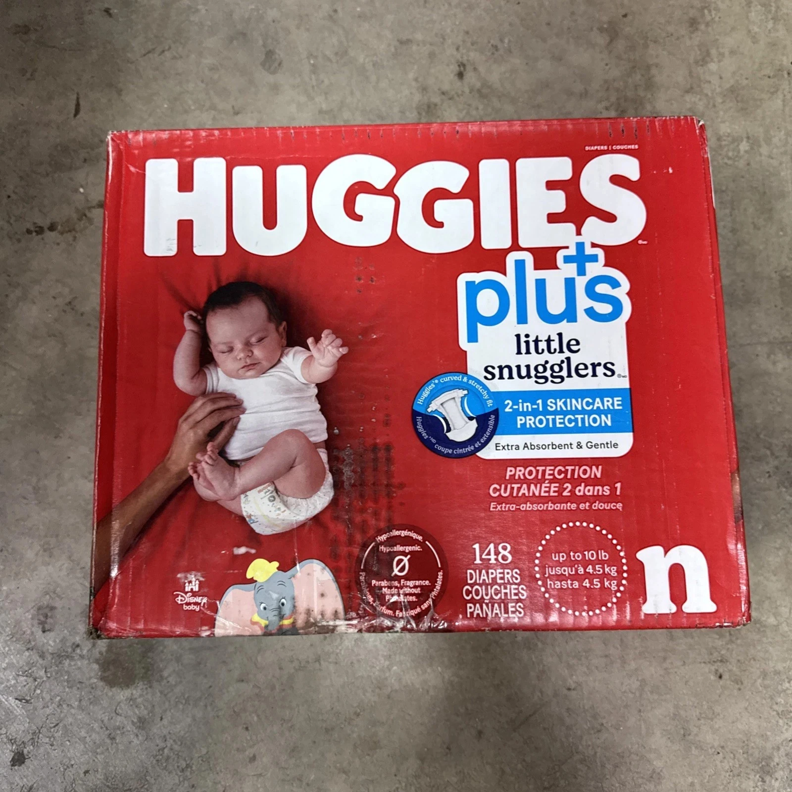 ~Huggies Plus Little Snugglers Newborn 148 Ct Disney Print Daipers 2in1 Skincare