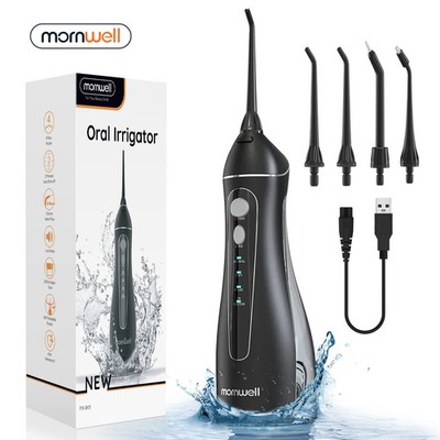 Mornwell Cordless Water Flosser Portable Oral Irrigator 4 Modes 4 Nozzles