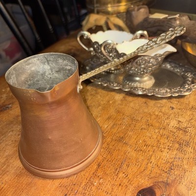 Vintage Copper Coffee Pot Turkish With Brass Handle