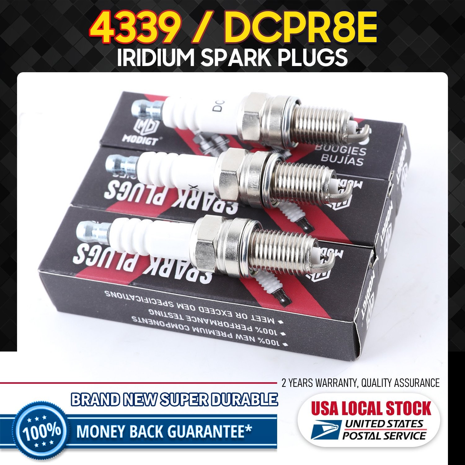 Set of 6 High quality Iridium Spark Plugs OEM 4339/DCPR8E Dampproof - US STOCK