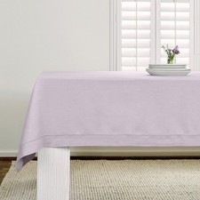 Solino Home 100 Pure Linen Tablecloth Lilac, Classic Hemstitch 60 x 90 in