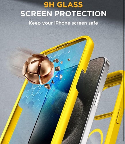 Miracase Magnetic Case for iPhone 15 Pro Full Body Bumper Case (Yellow) - 第 5/6 張圖片