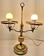 Vintage Electric Brass Double Student Lamp 18" Height
