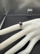    Beautiful Blue Sapphire Oval Cut CZ Ring 925 Sterling Silver Size 7 4 