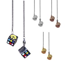 Car Rearview Mirror Pendant Alloy Dice Shape Keychain Pendants Car Hanging Decor