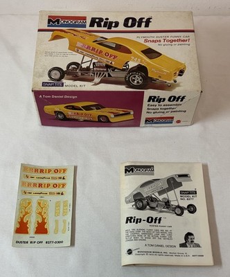 1972 Monogram RIP OFF Tom Daniel Plymouth Duster Funny Car model ~JUST THE BOX