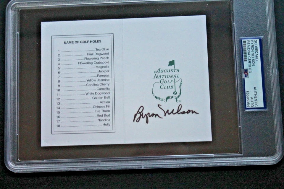拜伦·尼尔森 (d.2006) 美巡赛高尔夫球手亲笔签名 签名 奥古斯塔大师赛记分卡 PSA — 第 2/4 张图片