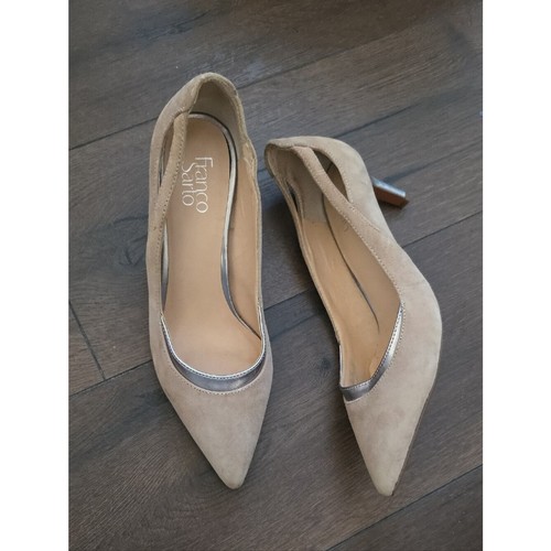 Franco Sarto Taupe Suede Pointed-Toe Pumps with Metallic Trim