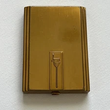 Vintage Max Factor  Hollywood Rouge & Powder Compact Art Deco Made In USA