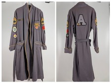 Vintage West Point USMA Army Bathrobe Karate Patch SUNG Named Robe Grey XL 22x44