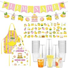 Lemonade Stand Party Supplies - 104PCS Fresh Lemonade Party Banners Stickers ...