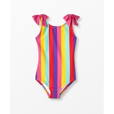 Hanna Andersson Stripe One Piece Swimsuit Bow Shoulder Details Multicolor Size 5