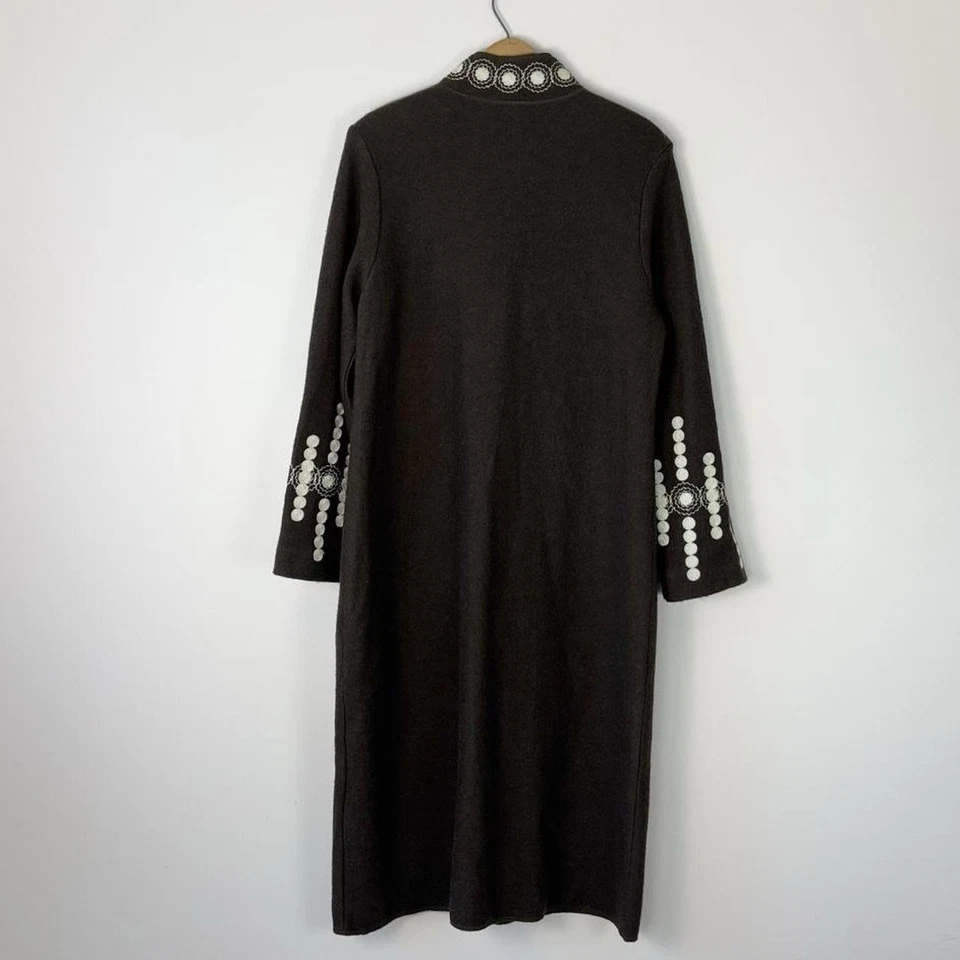 Cárdigan plumero largo de lana bordado Victor Costa vintage se ajusta como un pequeño Foto 4 de 4