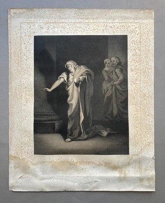 Lady Macbeth, Radierung von Metzmacher nach Delacroix, alter Stich