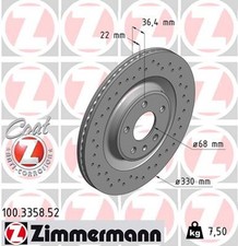 2x ZIMMERMANN Bremsscheibe SPORT Z 100.3358.52 für AUDI A6 A7 A4 A5 PORSCHE A8
