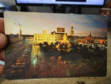 G25 Old MEXICO MEXICAN Postcard Martyrs Square January Night Leon Guanajuato Eve