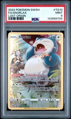 PSA 9 MINT Snorlax TG10/TG30 Swsh11: Lost Origin Trainer Gallery Holo