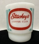 Stuckey’s Coffee Club Vintage Coffee Mug Fire King Milk Glass Anchor Hocking