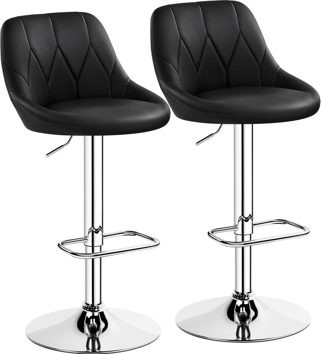 Lot 2 tabourets de bar similicuir hauteur réglable 86-107,5 cm chaise haute cuisine