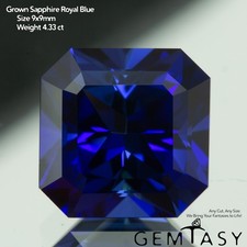 Cut stone - Sapphire Royal Blue Czochralski Pulled lab grown, 9x9mm 4.12ct