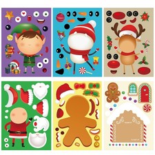 Christmas Stickers for Kids 30PCS Waterproof Vinyl Make a Face Party Supplies