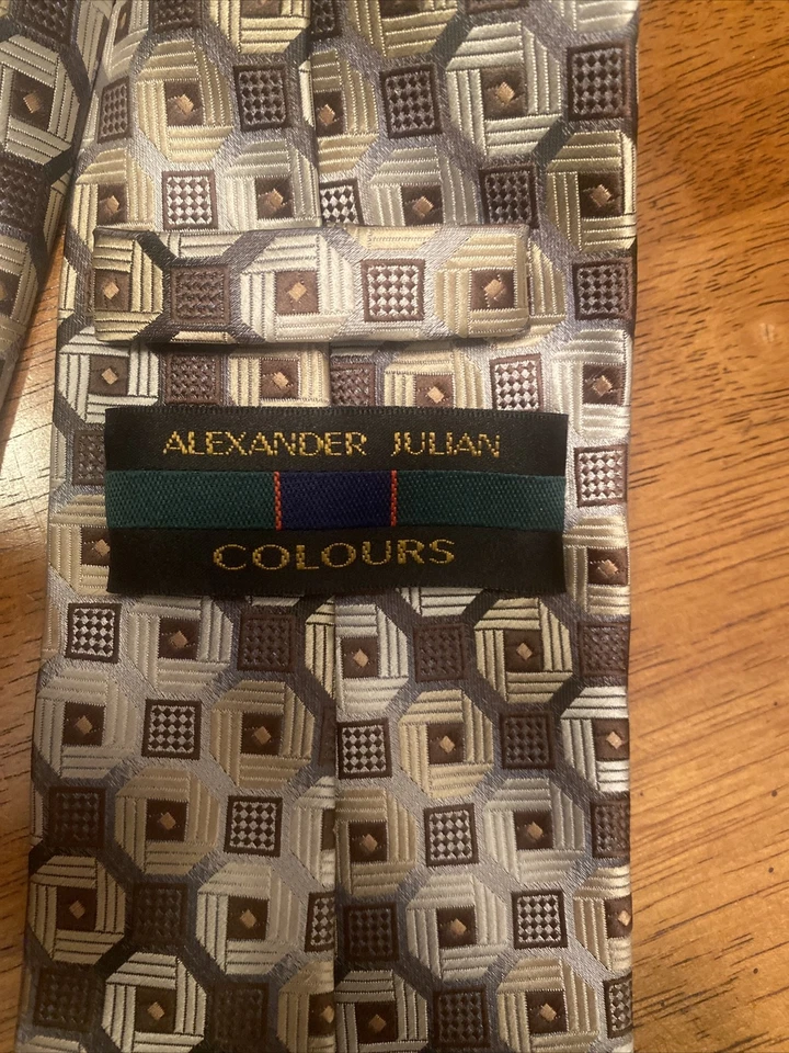 Neck Tie Alexander Julian Colours Mens Woven Geometric Design Reep Tie - Image 4 of 4