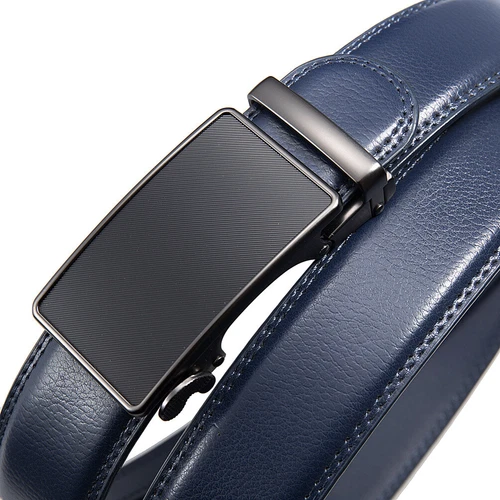 Business HJones Men's Leather Belt Automatic Buckle Belt Ratchet Strap Casual - Bild 5 von 11
