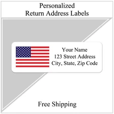 400 Personalized Return Address Labels Printed 1/2 x 1 3/4 American Flag