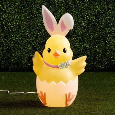 Charming chick in egg blow mold, perfect for adding a cute, glowing touch décor.