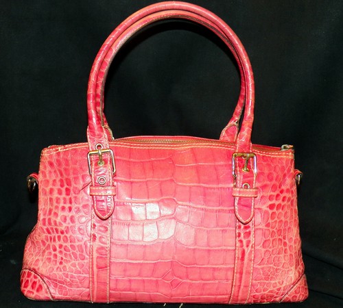 Dooney and Bourke Pink Alligator Crocodile Leather Domed Satchel Nile Collection - Picture 4 of 12