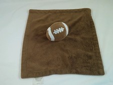 Koala Baby Brown Football Security Blanket Lovey White Plush Sports 12" x 12"