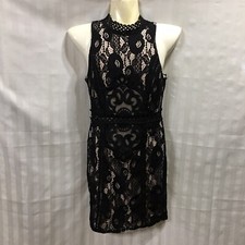Papaya Dress Medium Lace Black Sexy Liner Sleeveless Office Career Work