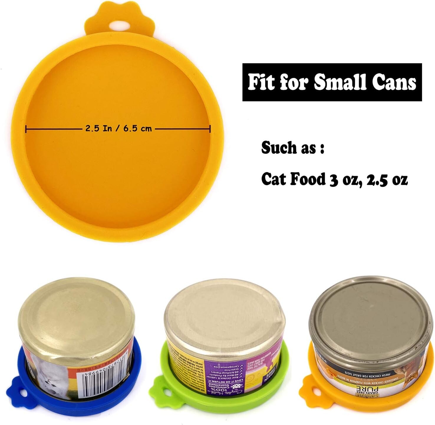 3 Pack Cat Food Can Lids, Silicone Small Pet Food Can Lids Covers for 3 Oz Cat F