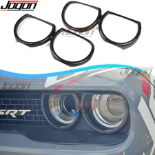 2PCS Real Carbon For Dodge Challenger SRT 15-23 Front HeadLight Lamp Cover Decor