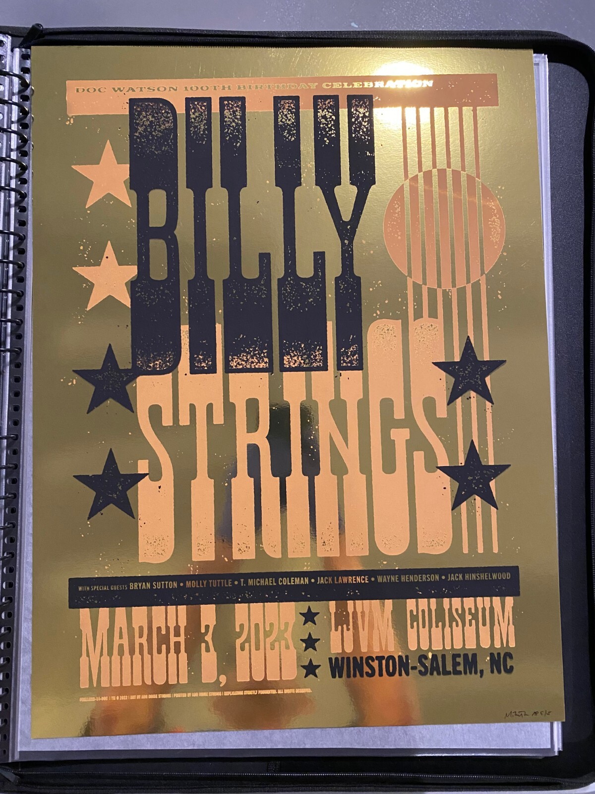 Billy Strings WinstonSalem Poster Print AP 2023 Gold Foil /15 by Art