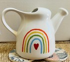 Rae Dunn Summer Downpour Rainbow Design Two Sides Ceramic Pitcher Watering Can — photo 1