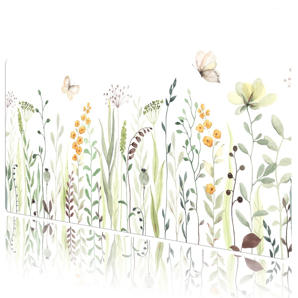 Yellow Floral Mouse Pad Green Leaf Desk Mat for Keyboard and Mouse Desk Pad - Image 3 of 4