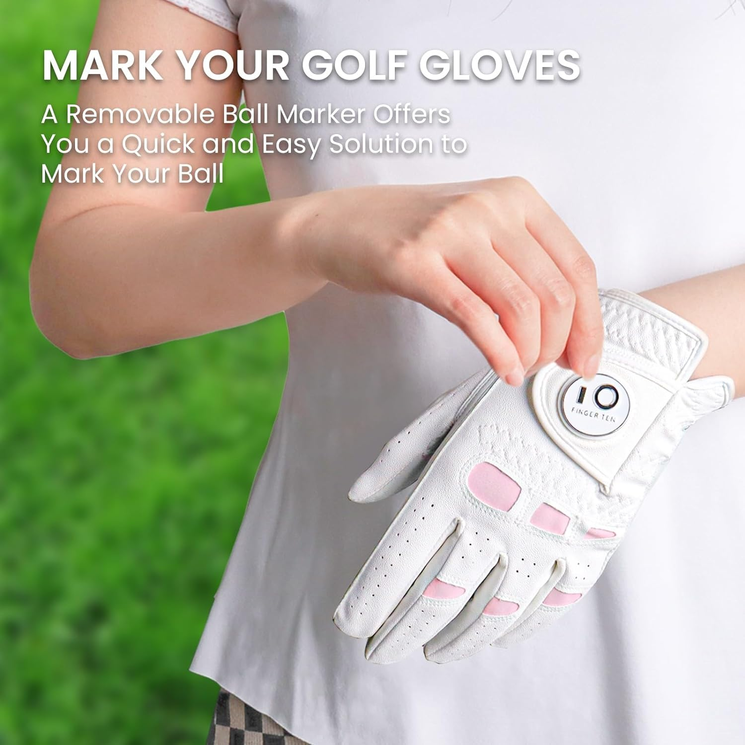Women’S Leather Golf Glove with Ball Marker Extra Grip 1 Pack or 1 Pair